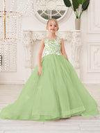 Elegante vestido de tul sin mangas estilo princesa de corte A para niña de las flores 
