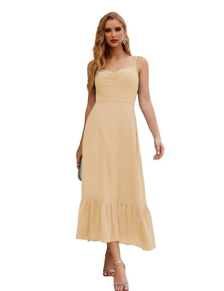 Numbersea Spaghetti Strap Chiffon Bridesmaid Dress Ankle Length Formal A Line Cocktail Party Homecoming Dress for Juniors SEA28028-numbersea