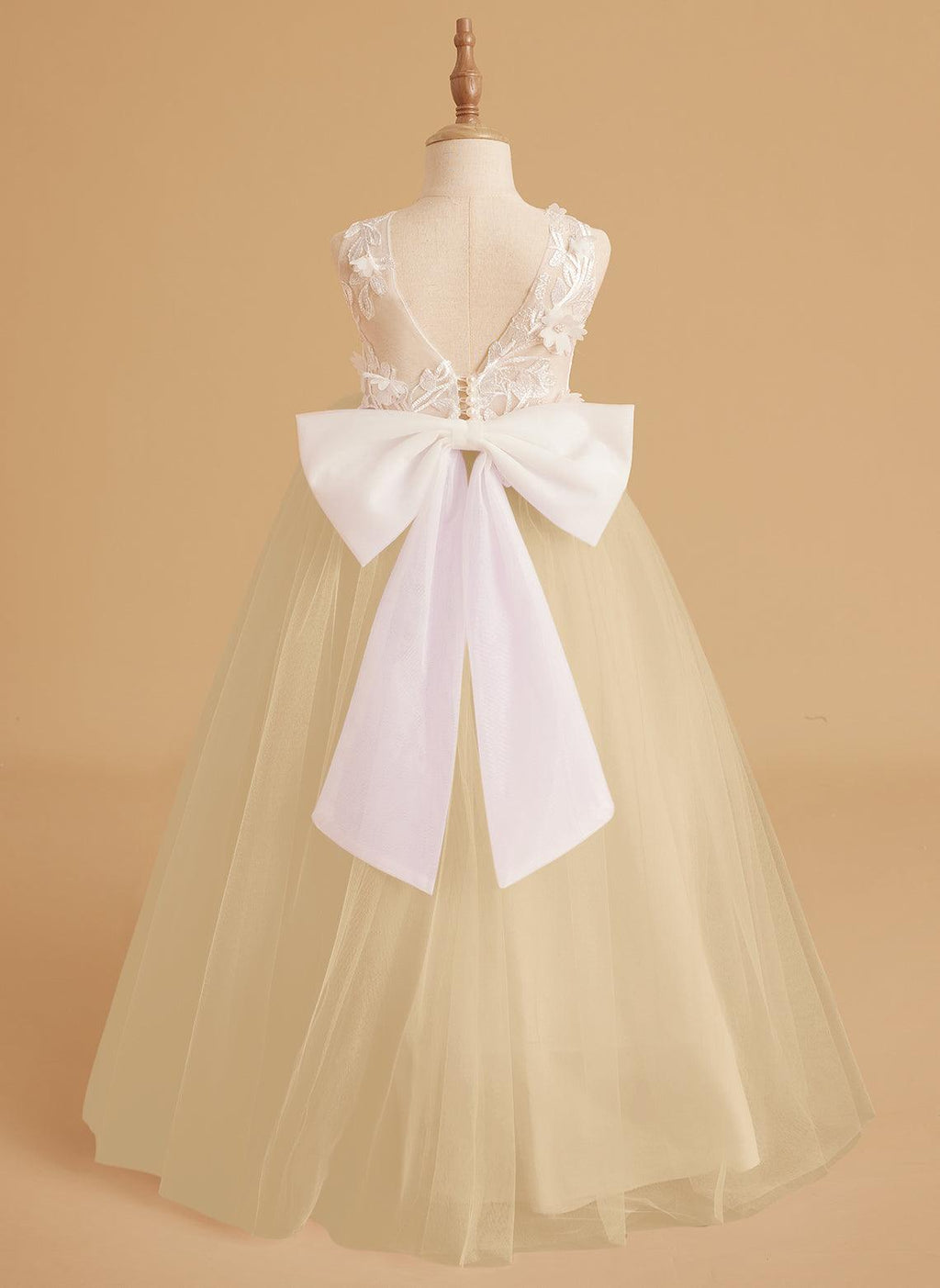 Dream Princess Sleeveless Detachable Train Flower Girl Dress
