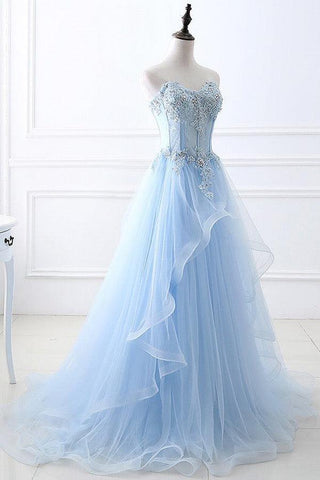 Chic Prom Dresses Sweetheart A-line Floor-length Prom Dress、