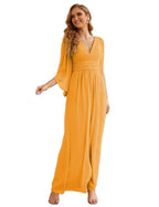 NumberSea - Numbersea Chiffon Bridesmaid Dresses with Split for Women Wedding Long Party Prom Gown Flutter Sleeve SEA28045