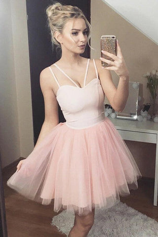 Süßes Sweetheart Tüll Kurzes Ballkleid Rosa Homecoming Kleid