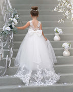 Dream Princess Sleeveless Detachable Train Flower Girl Dress