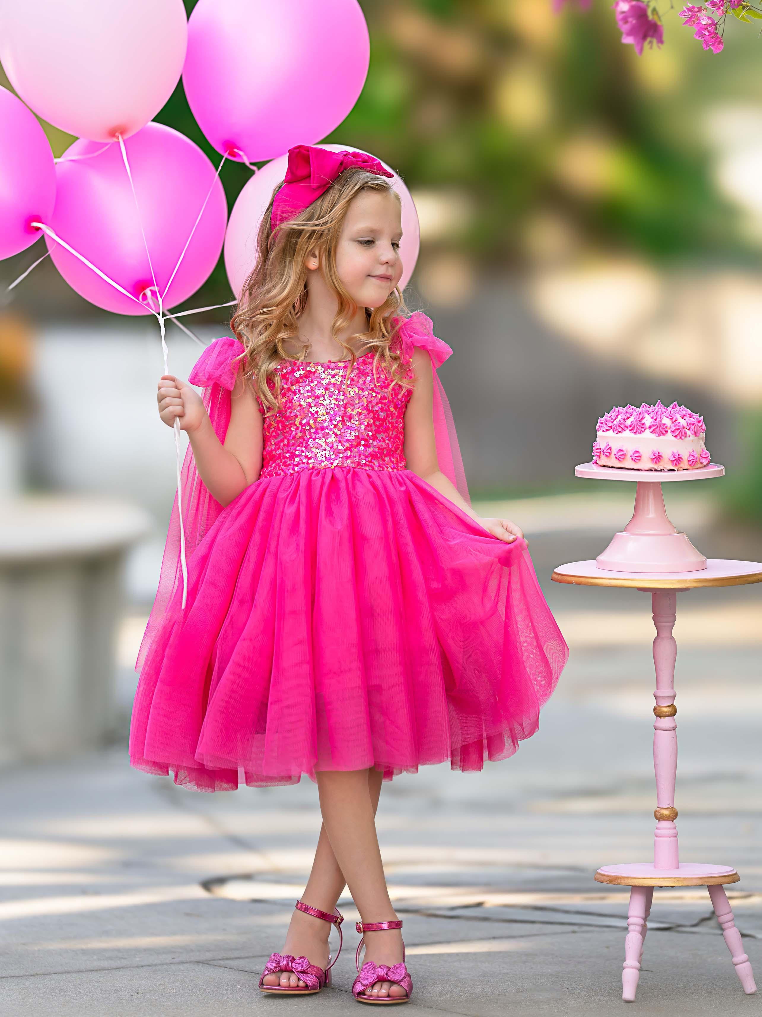 Sequins Tulle Knee-length Birthday Party Dress