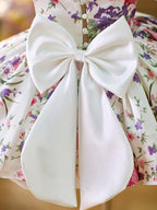 Vestido floral con mangas abullonadas hasta la rodilla para niña 