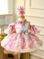 Knielanges Organza-Partykleid für Kleinkinder zum 1. Geburtstag 