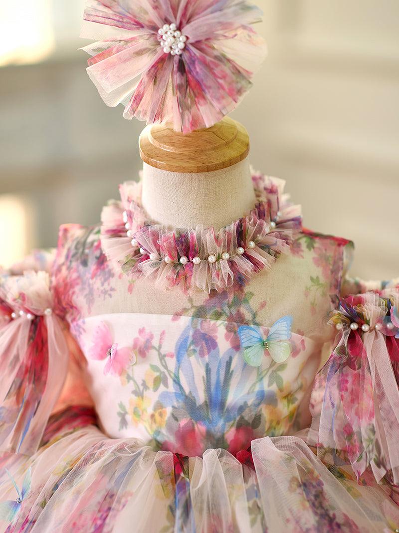 Knielanges Organza-Partykleid für Kleinkinder zum 1. Geburtstag 