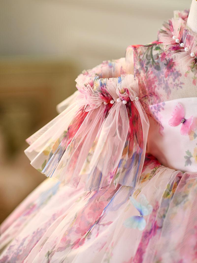 Knielanges Organza-Partykleid für Kleinkinder zum 1. Geburtstag 