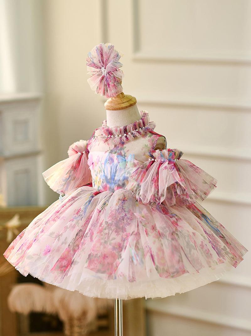 Knielanges Organza-Partykleid für Kleinkinder zum 1. Geburtstag 