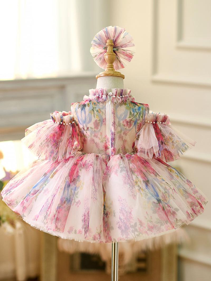 Knielanges Organza-Partykleid für Kleinkinder zum 1. Geburtstag 