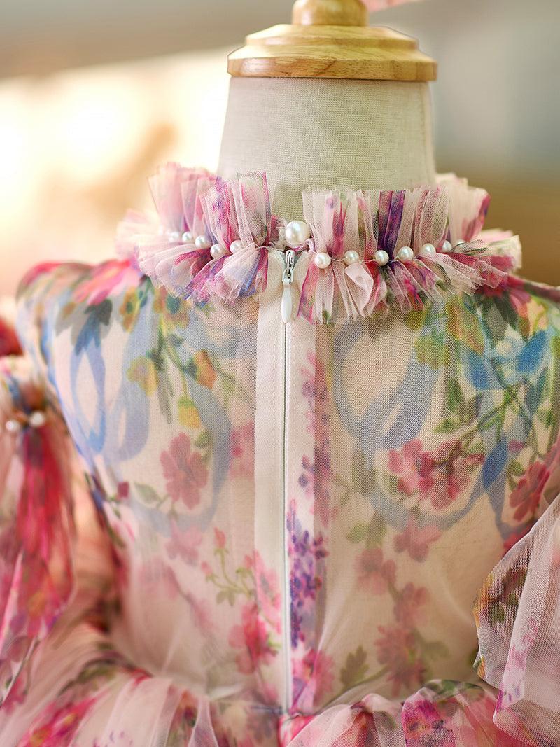 Knielanges Organza-Partykleid für Kleinkinder zum 1. Geburtstag 