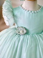 Vestido de organza hasta la rodilla para fiesta de primer cumpleaños de niña 