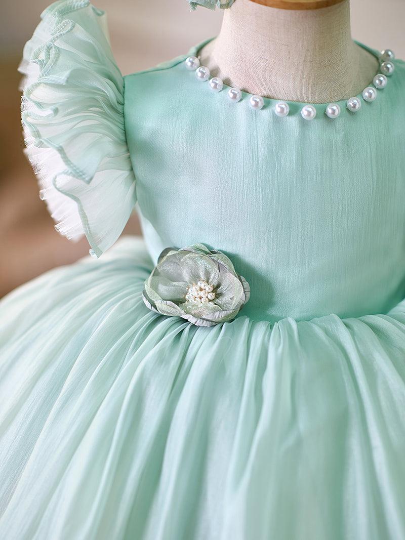 Vestido de organza hasta la rodilla para fiesta de primer cumpleaños de niña 