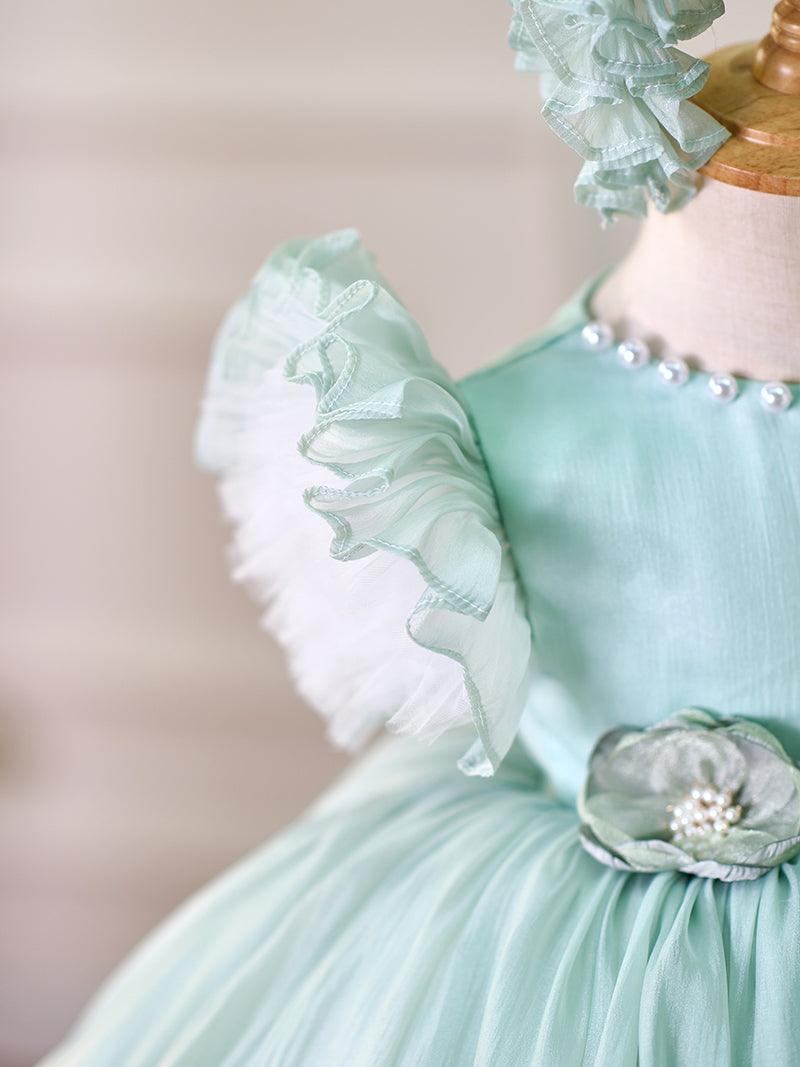 Vestido de organza hasta la rodilla para fiesta de primer cumpleaños de niña 