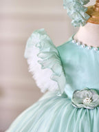 Vestido de organza hasta la rodilla para fiesta de primer cumpleaños de niña 