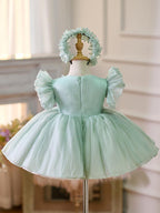 Vestido de organza hasta la rodilla para fiesta de primer cumpleaños de niña 