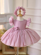 Vestido de organza hasta la rodilla para fiesta de primer cumpleaños de niña 