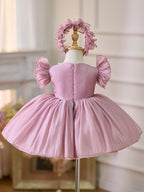 Vestido de organza hasta la rodilla para fiesta de primer cumpleaños de niña 