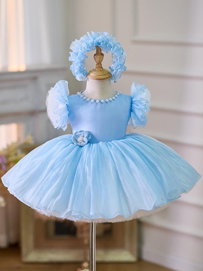 Vestido de organza hasta la rodilla para fiesta de primer cumpleaños de niña 