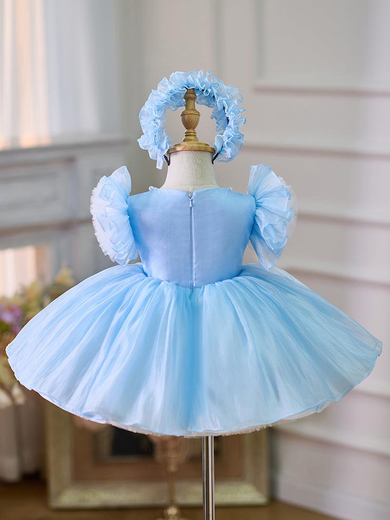 Vestido de organza hasta la rodilla para fiesta de primer cumpleaños de niña 