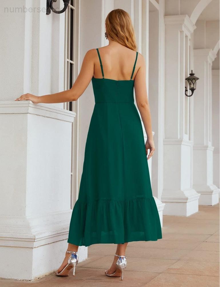 Numbersea Spaghetti Strap Chiffon Bridesmaid Dress Ankle Length Formal A Line Cocktail Party Homecoming Dress for Juniors SEA28028-numbersea