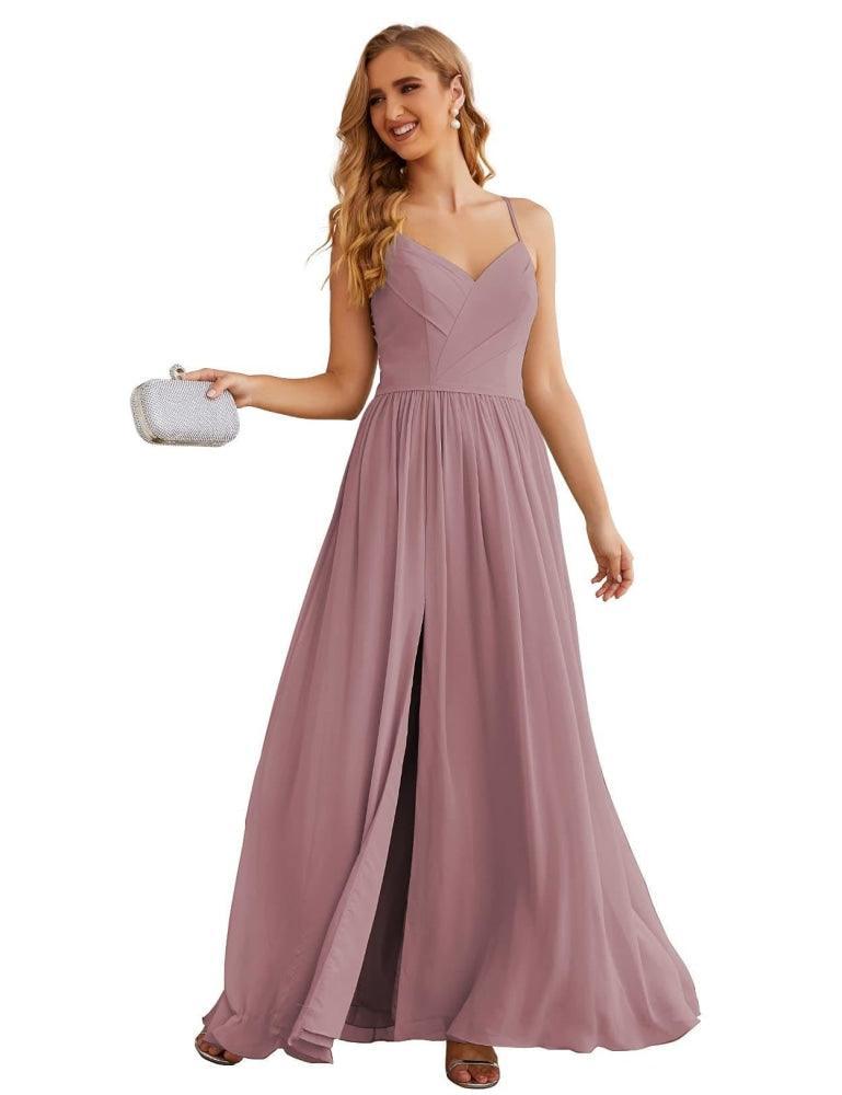 NumberSea - Numbersea Spaghetti Strap Bridesmaid Dresses Long Formal Party Prom Gowns 28060