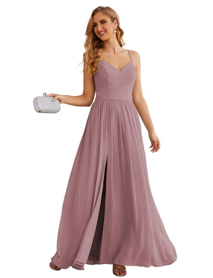 Numbersea Spaghetti Strap Bridesmaid Dresses Long Formal Party Prom Gowns 28060-numbersea