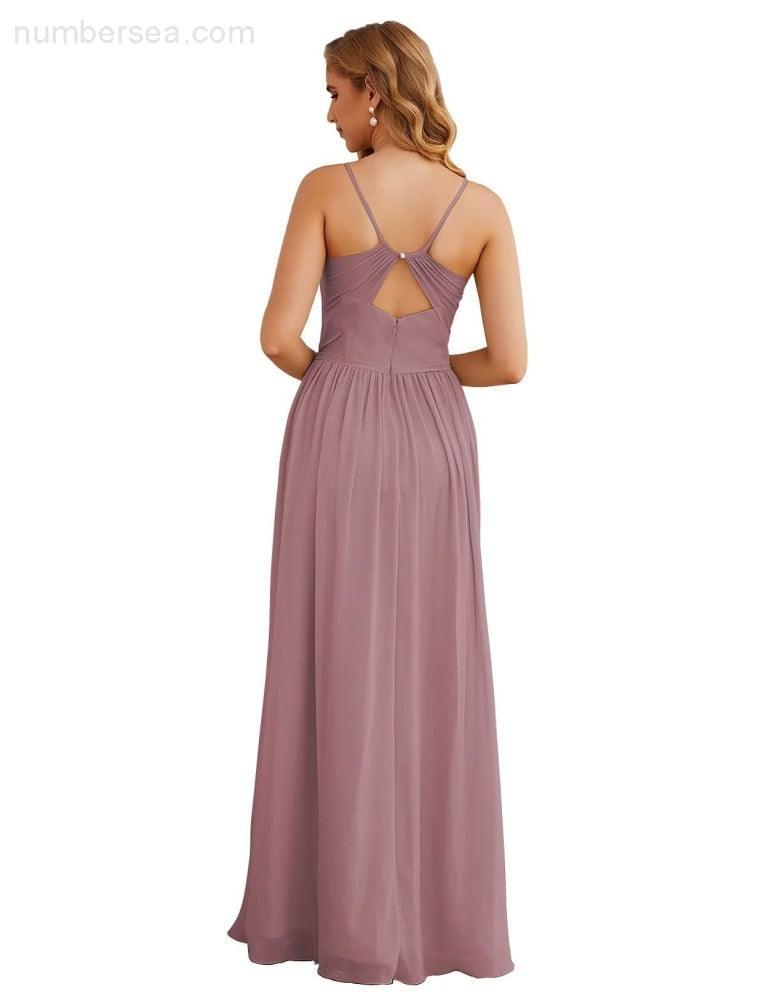 NumberSea - Numbersea Spaghetti Strap Bridesmaid Dresses Long Formal Party Prom Gowns 28060