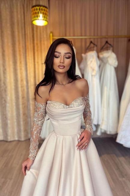 Designer Langes, schlichtes A-Linien-Ballkleid aus Satin mit Herzausschnitt und Pailletten und Ärmeln