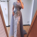 Dubai Crystal Short Sleeve Evening Dresses Design 2024 Luxury Mermaid Sexy Formal Dress Serene Hill LA60960