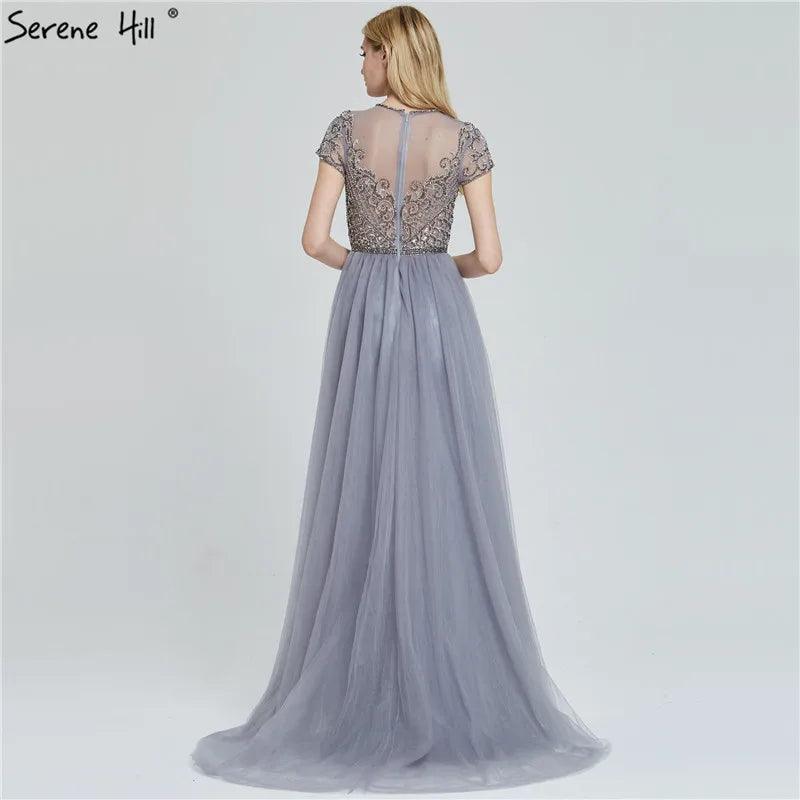 Dubai Crystal Short Sleeve Evening Dresses Design 2024 Luxury Mermaid Sexy Formal Dress Serene Hill LA60960