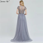 Dubai Crystal Short Sleeve Evening Dresses Design 2024 Luxury Mermaid Sexy Formal Dress Serene Hill LA60960