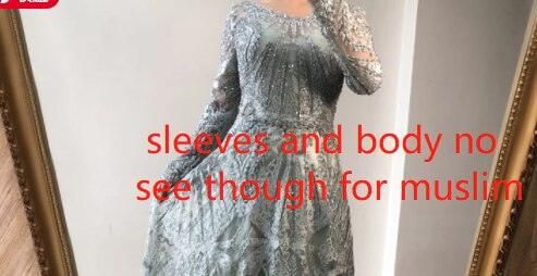 dubai Luxury Designer Navy Blue Lace Beaded  A line Muslim  Long Evening Dresses 2024 Formal Dress Serene Hill Plus Size LA60900
