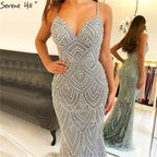 Dubai New Luxury Sexy Sleeveless Evening Dresses Mermaid Diamond Beading Mermaid Evening Gowns 2024 LA6628