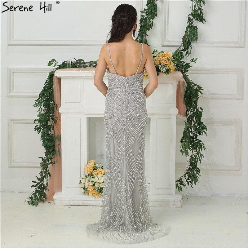 Dubai New Luxury Sexy Sleeveless Evening Dresses Mermaid Diamond Beading Mermaid Evening Gowns 2024 LA6628