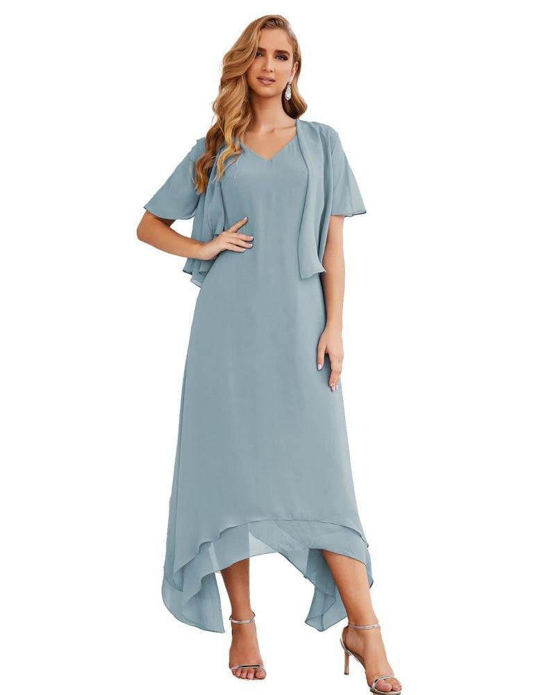 NumberSea-Numbersea Chiffon Plus Size Mother of Bride Dresses with Jacket Formal Dresses for Wedding SEA28073