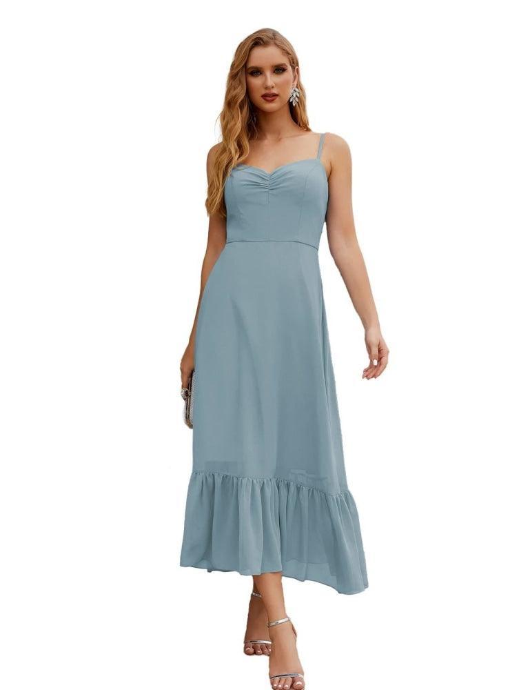 Numbersea Spaghetti Strap Chiffon Bridesmaid Dress Ankle Length Formal A Line Cocktail Party Homecoming Dress for Juniors SEA28028-numbersea