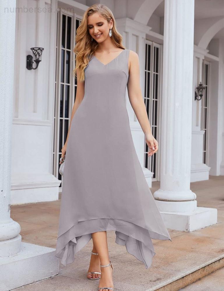 Numbersea Chiffon Plus Size Mother of Bride Dresses with Jacket Formal Dresses for Wedding SEA28073 - numbersea