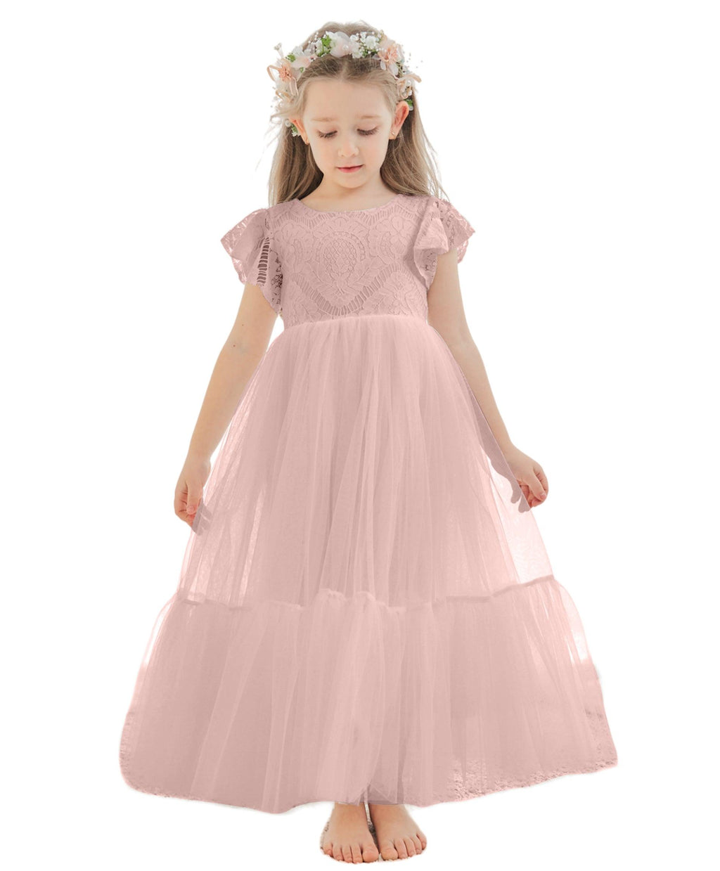 Knöchellanges weißes Kleid aus Spitzentüll (2003227579) 