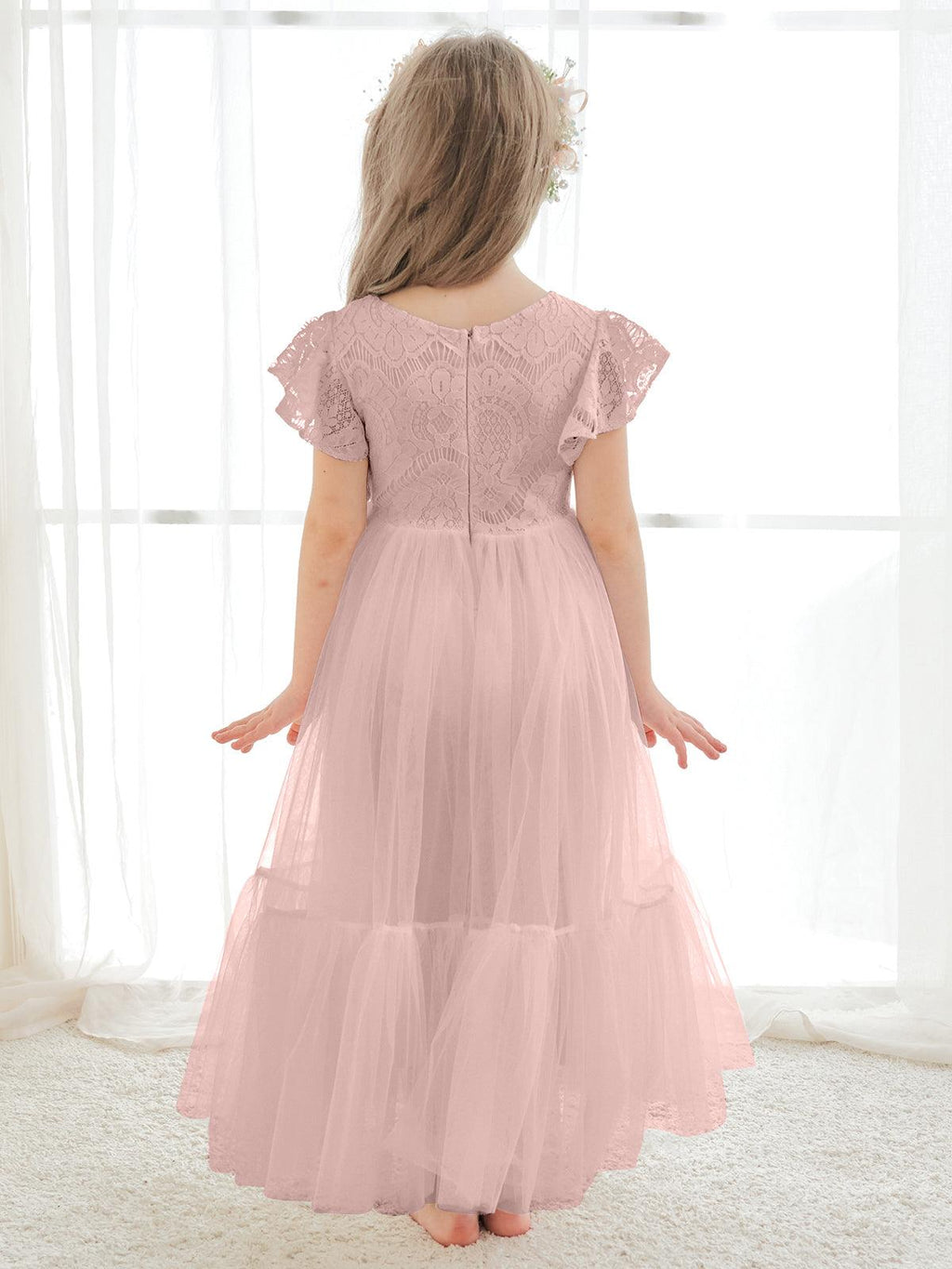 Knöchellanges weißes Kleid aus Spitzentüll (2003227579) 
