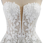 Elegantes vestidos de novia de encaje para mujer 2024, sin mangas, escote en V profundo, brillantes, con escote en forma de corazón, de lujo. 