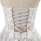 Elegantes vestidos de novia de encaje para mujer 2024, sin mangas, escote en V profundo, brillantes, con escote en forma de corazón, de lujo. 
