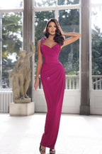 Elegante vestido de fiesta largo hasta el suelo sin mangas con tirantes de sirena y cuentas