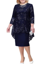 Mother Of The Bride Dress Elegant Plus Size Sheath Knee Length With Lace Jacket
