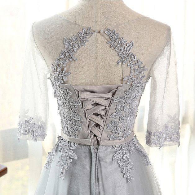 Elegante A-Linie U-Ausschnitt Bodenlange Tüllärmel Ballkleider