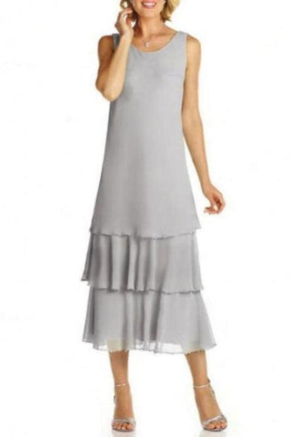 Robe élégante de mère de la mariée en mousseline argentée avec veste