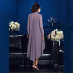 Mother of the Bride Dresses Exquisite Chiffon Lace Knee Length Sheath Sleeveless  With Jacket
