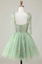 Floral Homecoming Dresses Embroidery A-Line Short Party Dress
