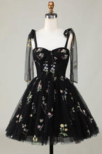 Floral Homecoming Dresses Embroidery A-Line Short Party Dress