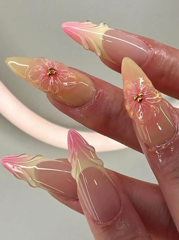 Golden Hour Handmade gel false nails press on nails